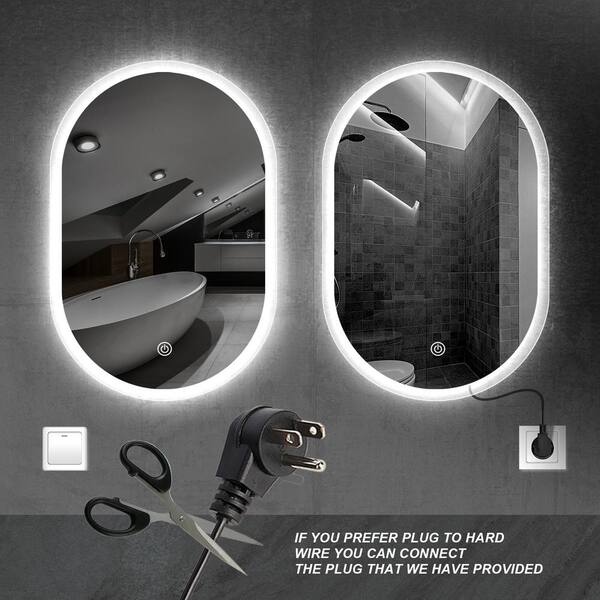 Dimakai 24 In W X 32 In H Frameless Oval Led Smart Bathroom Vanity Mirror Lc G 3224 O The Home Depot