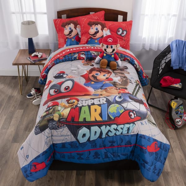 Super Mario Caps Off 6-Piece Multicolored Full Comforter Set