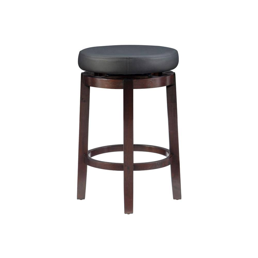 Maya 24" Black Faux Leather Swivel Counter Stool