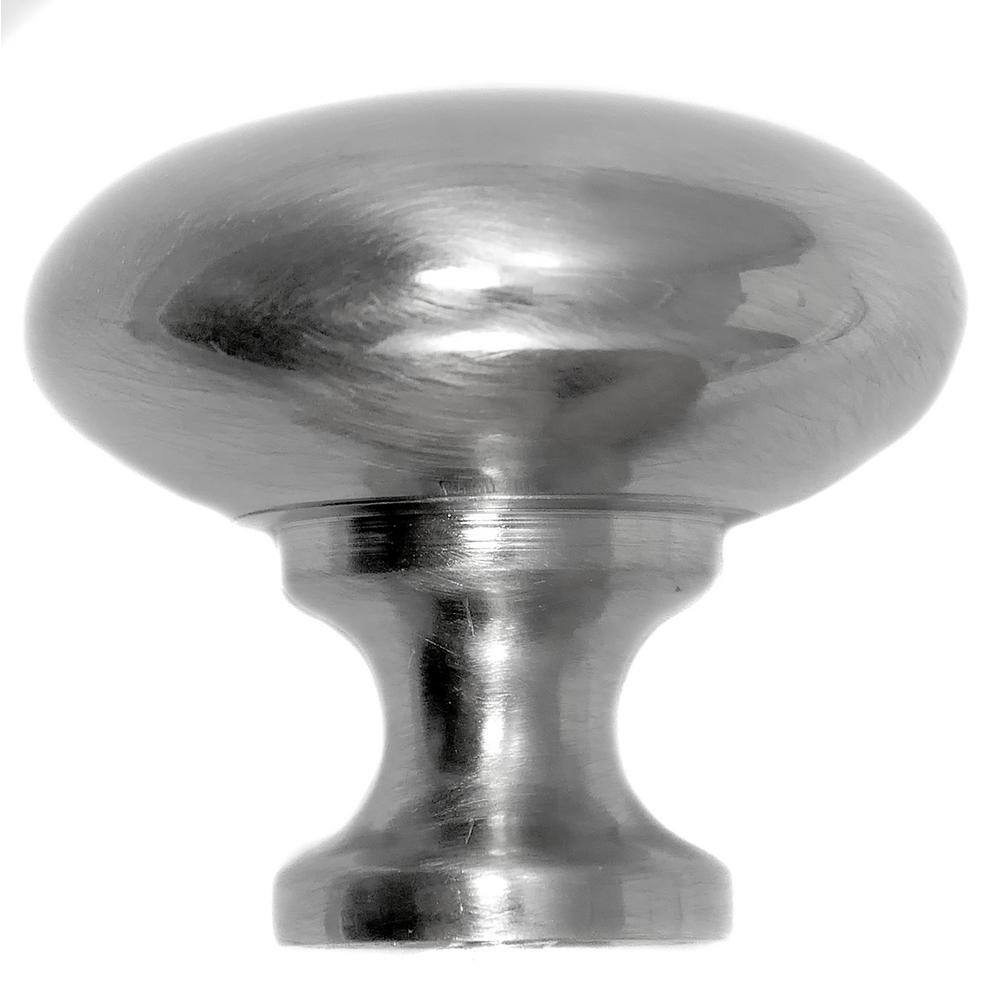 Satin Pewter Round Metal Knob with Mounting Hardware