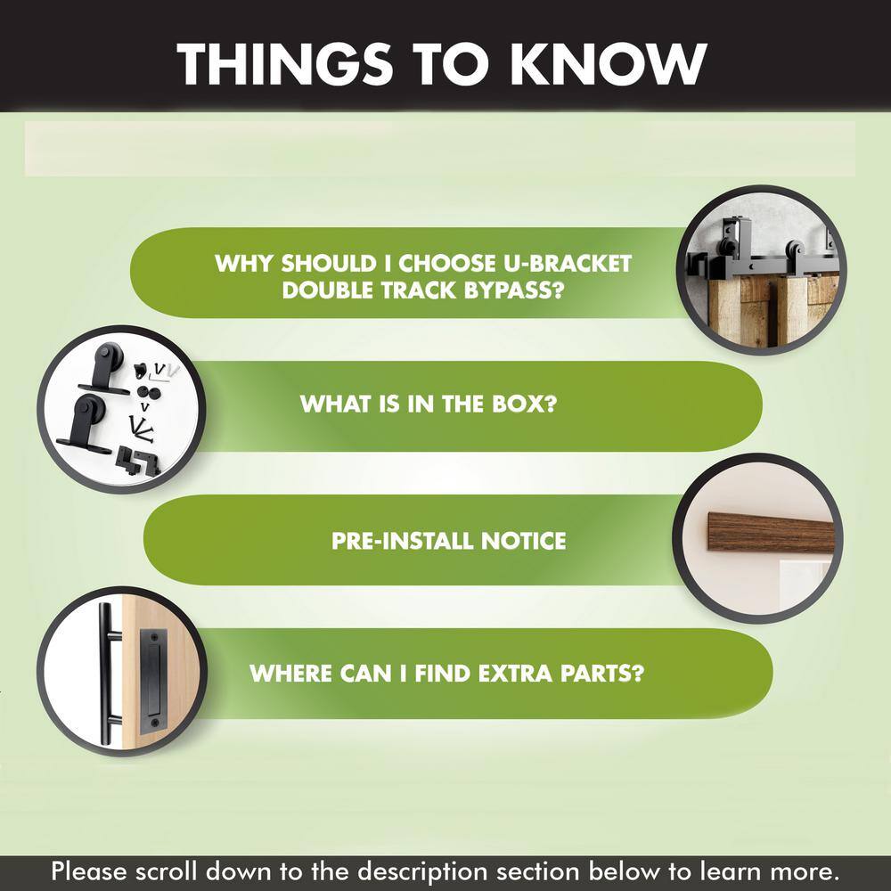 Black Rustic Double Track Bypass Sliding Barn Door Hardware Kit, 7ft