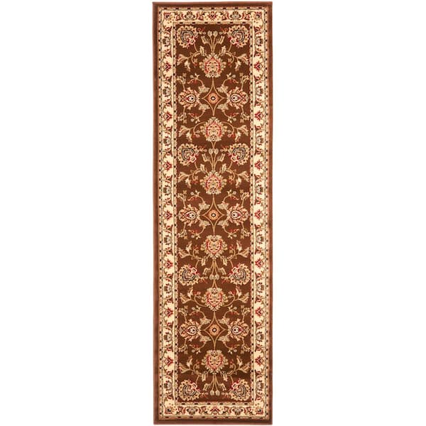 Lyndhurst 2 ft. x 10 ft. Brown/Ivory Border Floral Geometric Runner Rug