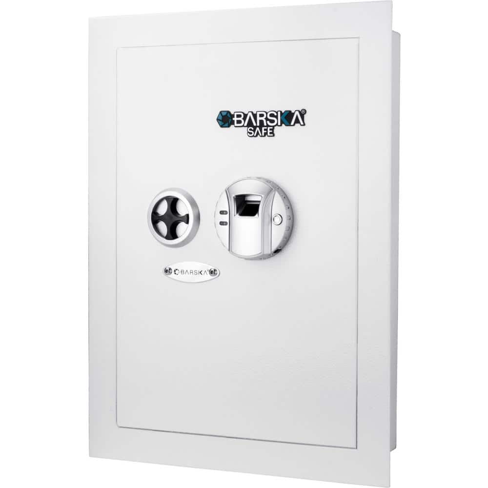 White Steel Biometric Fingerprint Wall Safe with Batteries