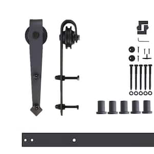 6 ft./72 in. Black Rustic Non-Bypass Sliding Barn Door Hardware Kit Arrow Design Roller for Single Door