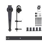 7 ft./84 in. Black Rustic Non-Bypass Sliding Barn Door Hardware Kit Arrow Design Roller for Single Door