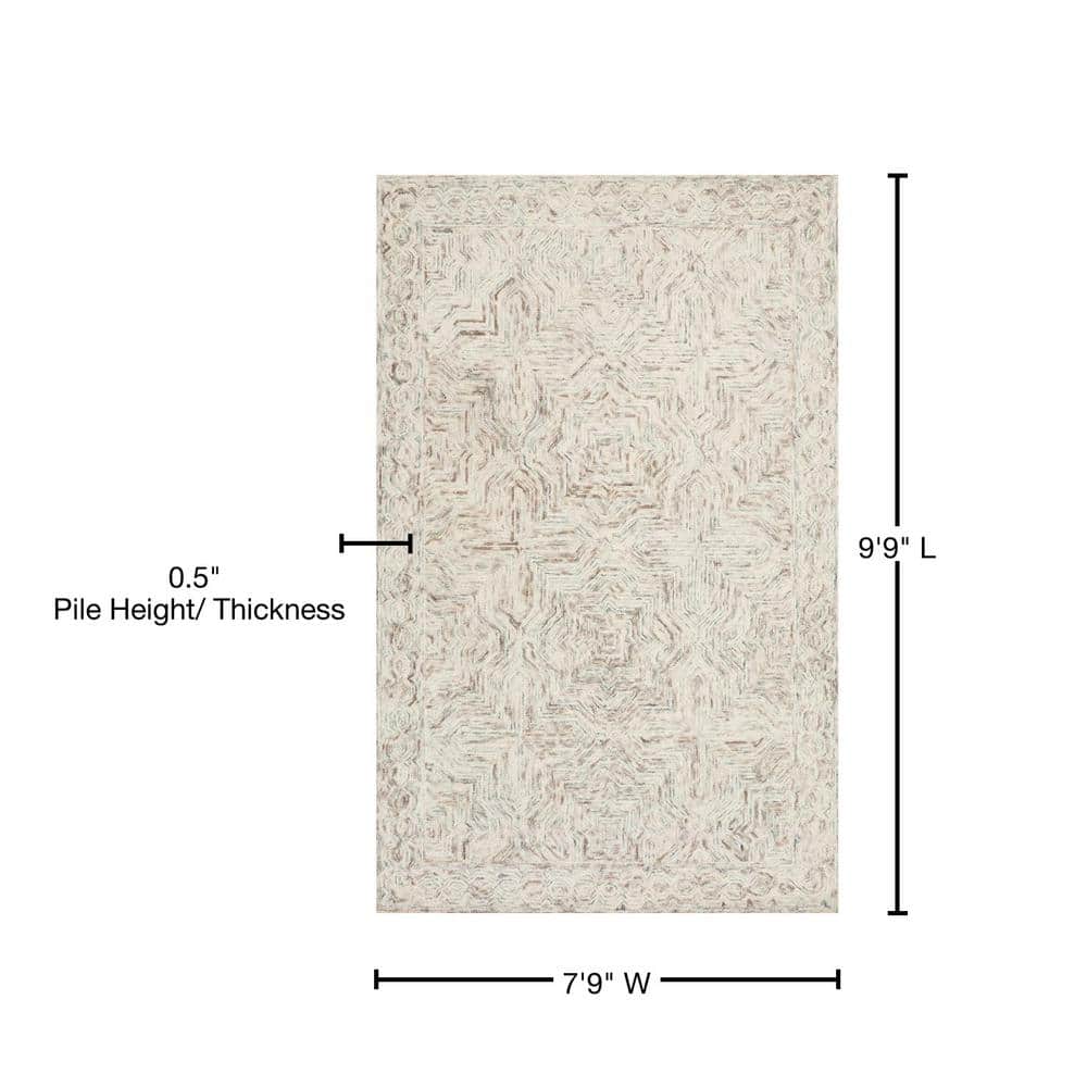 Ziva Neutral Hand-Tufted Wool 7'-9" x 9'-9" Area Rug