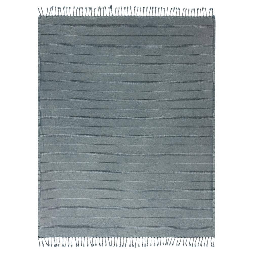 Alistaire Steel Gray Farmhouse All Natural Turkish Cotton Throw Blanket