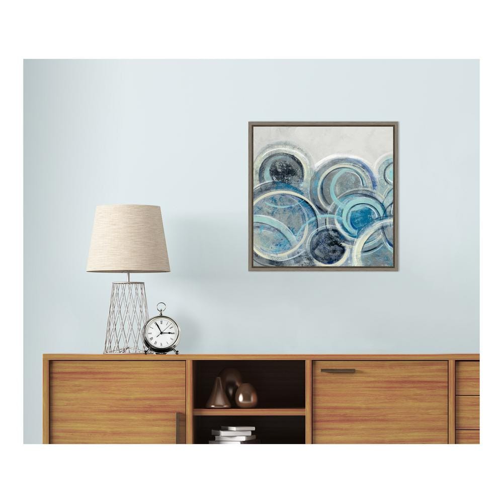 Blue and Gray Abstract Circles Canvas Wall Art