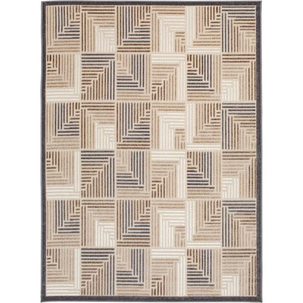 Natco Amina Sand/Multi 5 ft. x 7 ft. Geometric Polypropylene Area Rug