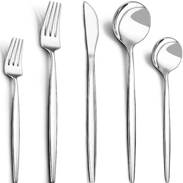 40-Piece Silver Stainless Steel Flatware Cutlery Set (Service for 8) Included Knife Spoon and Fork, Mirror Polished