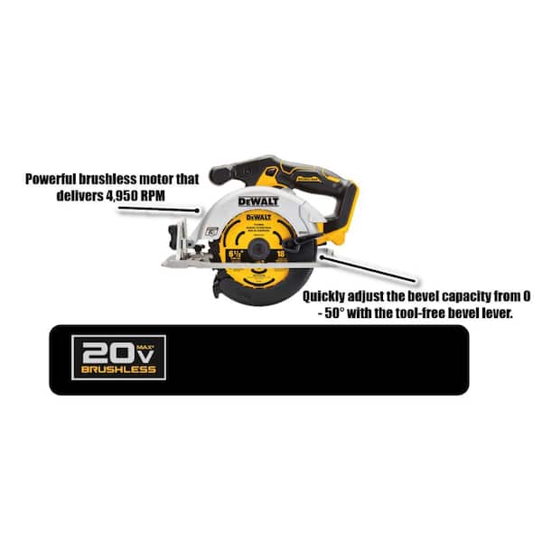 20V MAX Cordless Brushless 6-1/2 in. Circular Saw and 20V MAX POWERSTACK Compact Battery Starter Kit