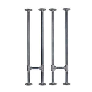3/4 in. x 2.6 ft. H Black Steel Pipe Heavy Duty Industrial Pipe H Style Console Table Legs (2-Pack)