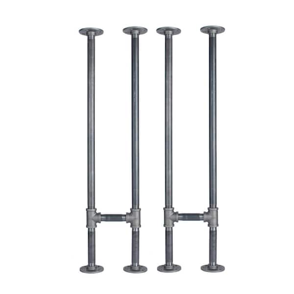 PIPE DECOR 3/4 in. x 2.6 ft. H Black Steel Pipe Heavy Duty Industrial Pipe H Style Console Table Legs (2-Pack)