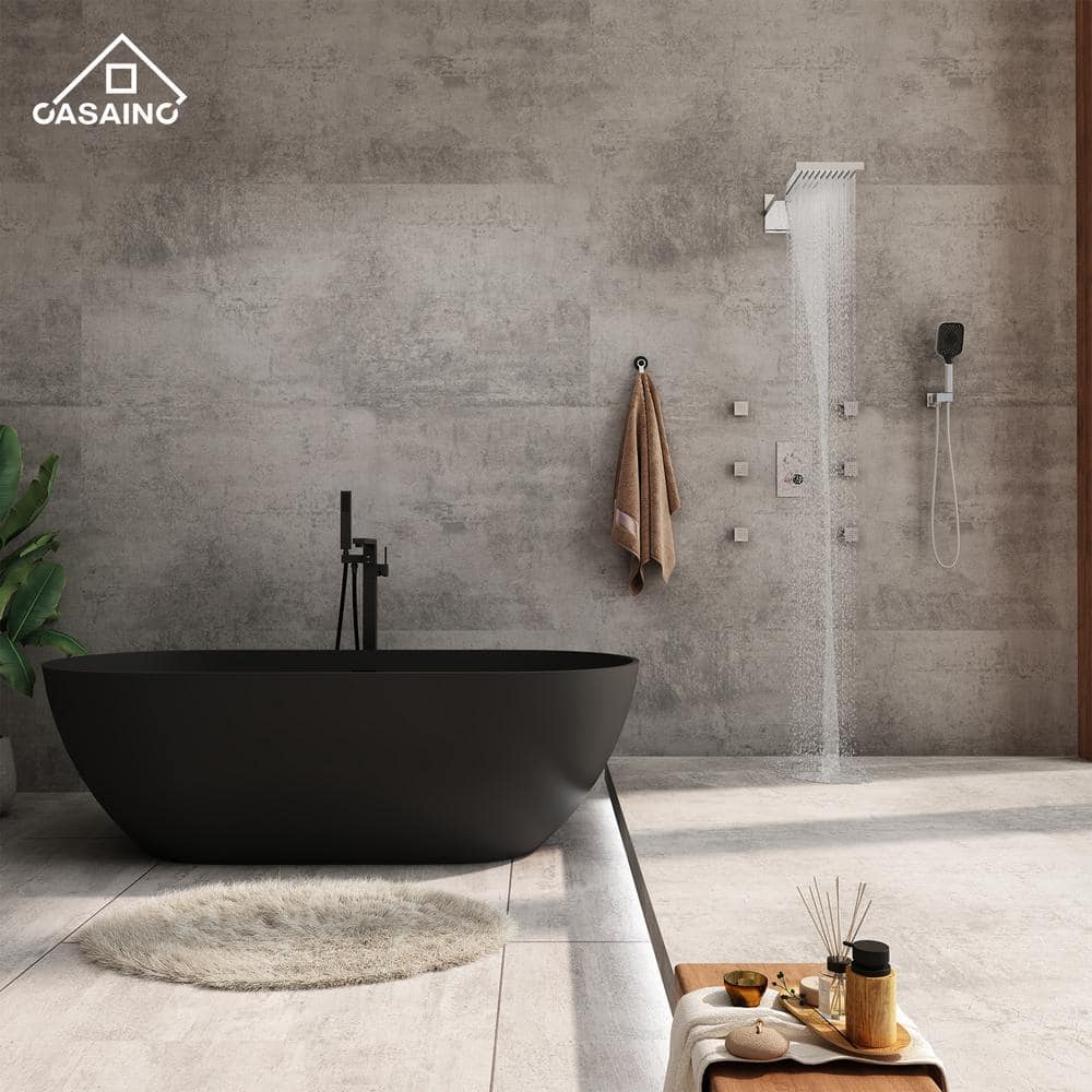 Chrome Dual-Function Wall Mounted Rainfall Shower System with Body Jets