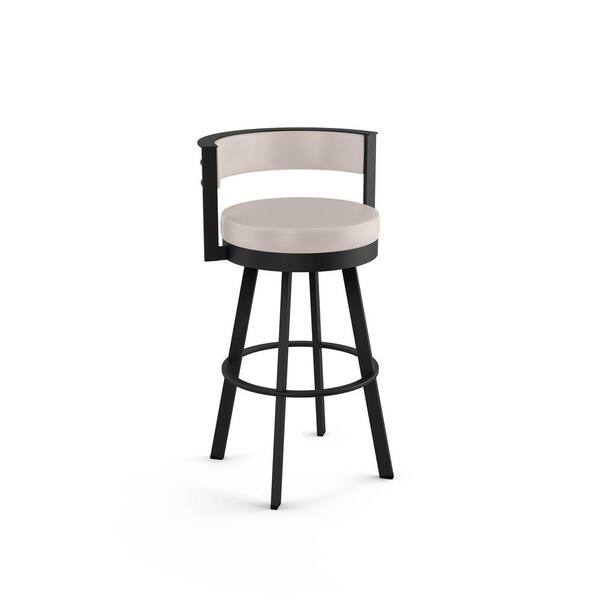 Amisco Browser 30 In Cream Faux, Cream Faux Leather Swivel Bar Stool