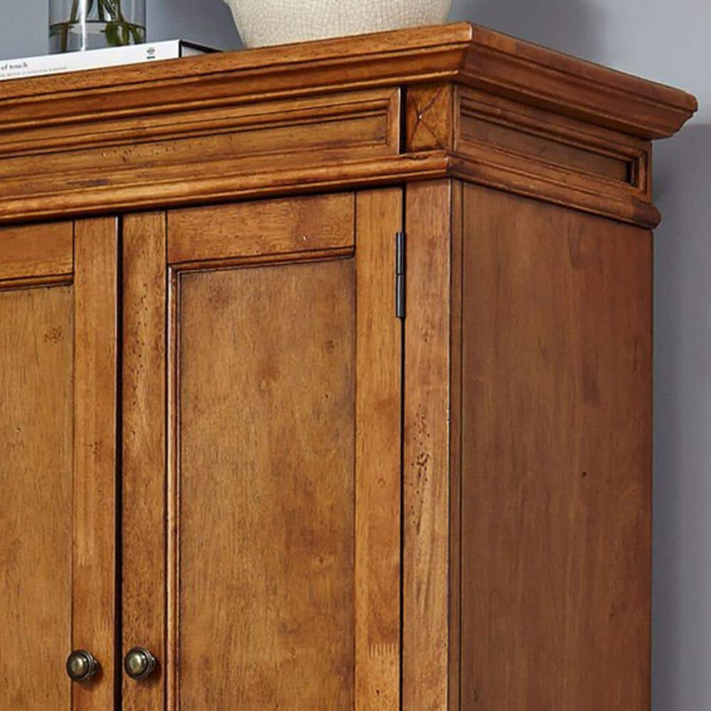 Vintage Distressed Oak Pantry Cabinet with Adjustable Shelves 72" High