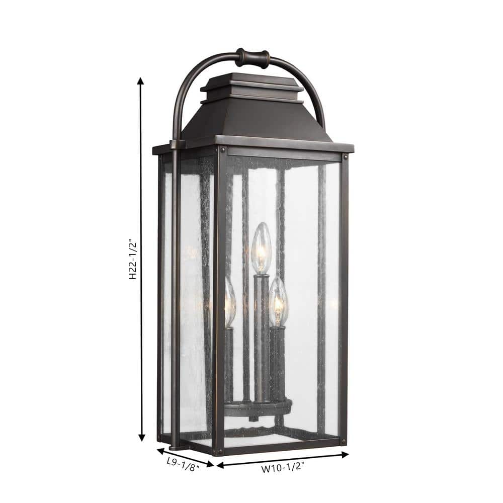 Antique Bronze 22.5" Outdoor Wall Lantern with Clear Seeded Glass
