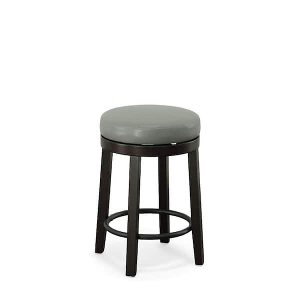 HomeRoots 24 in. Gray Backless Wood Counter Height Bar Chair with Faux leather Seat Set of 2
