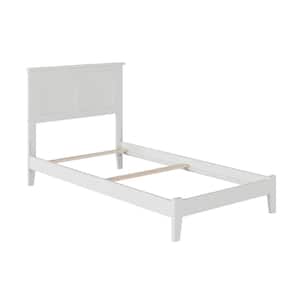 Madison White Solid Wood Twin Traditional Panel Bed with Open Footboard and Attachable Turbo Device Charger