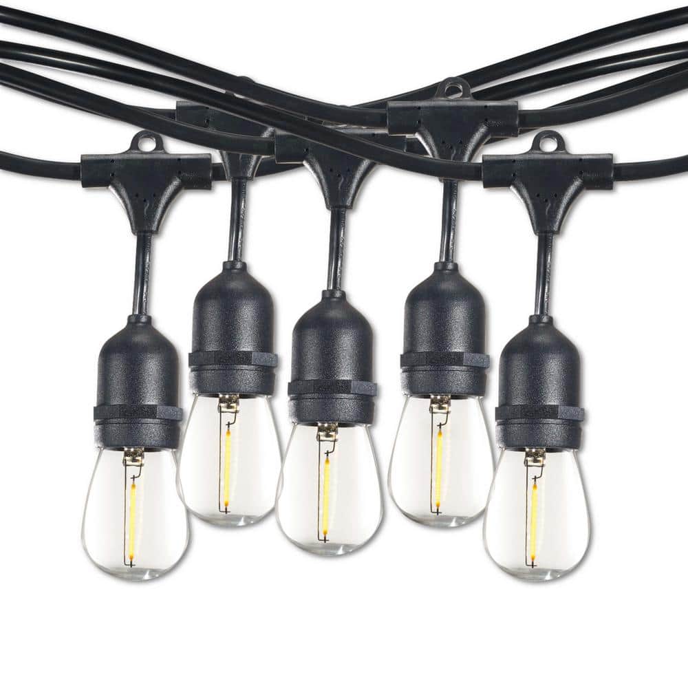 Outdoor/Indoor 14 ft. Plug-in S14 LED Black String Light with Clear Shatter
