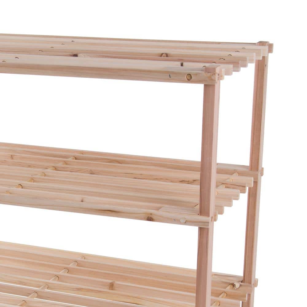 Rustic Light Oak Woodgrain 4-Tier Freestanding Shoe Rack