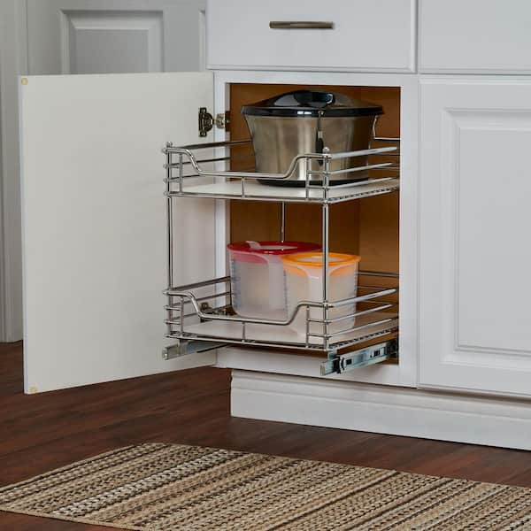 White Glidez 2tier Narrow Pull Out Cabinet Organizer 5 Inches Wide