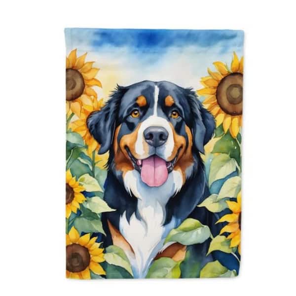 Bernese Mountain Dog Sunflower Garden Flags Patio Flags Outdoor Patio Artwork Patio Flower Beds, Garden Size