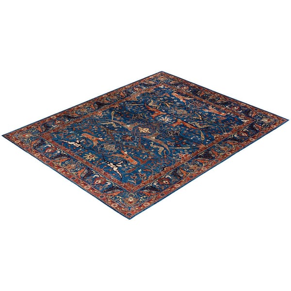 Serapi Blue 8 ft. x 10 ft. Tribal Wool Indoor Area Rug