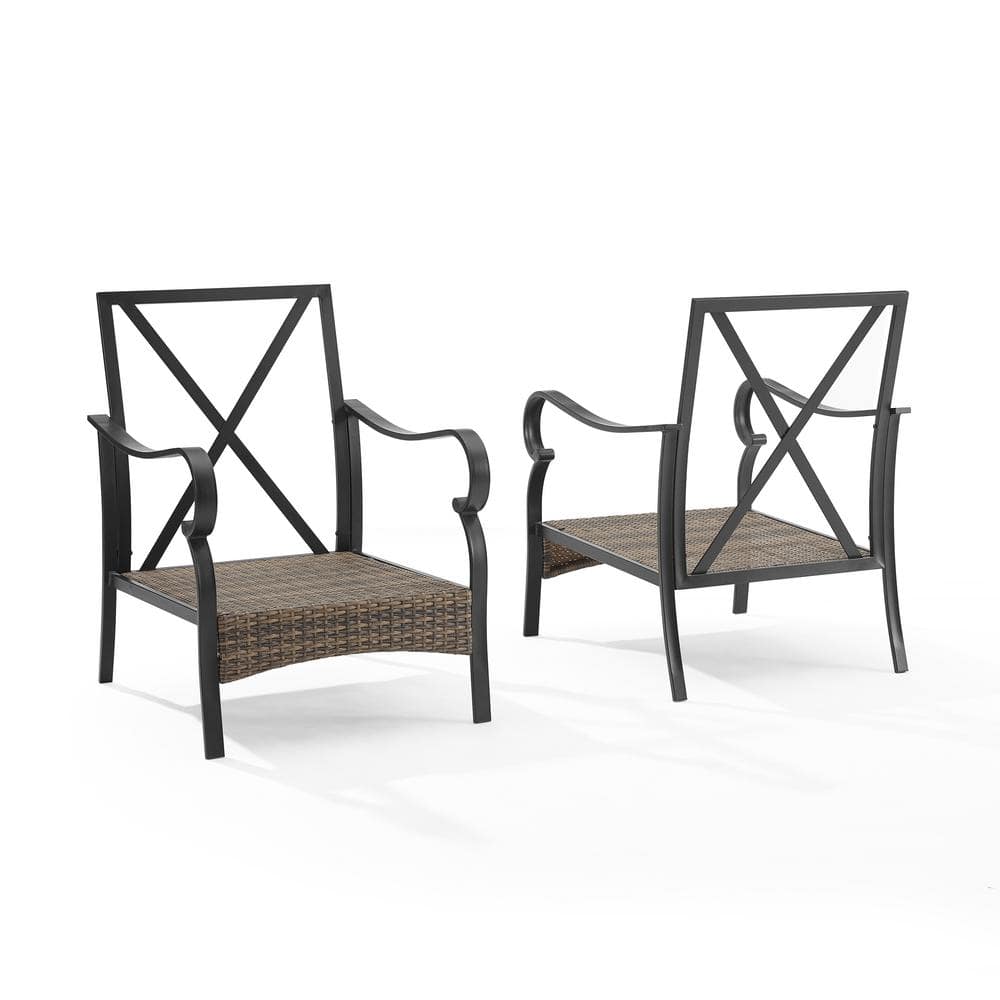 Dahlia 2-Piece Taupe and Matte Black Metal Armchair Set with Cushions