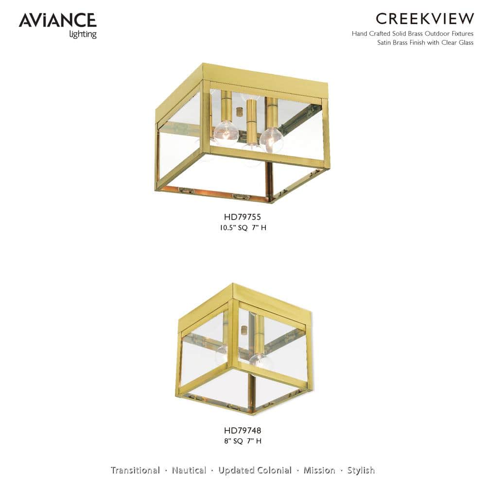 Elegant Satin Brass 4-Light Flush Mount with Clear Glass