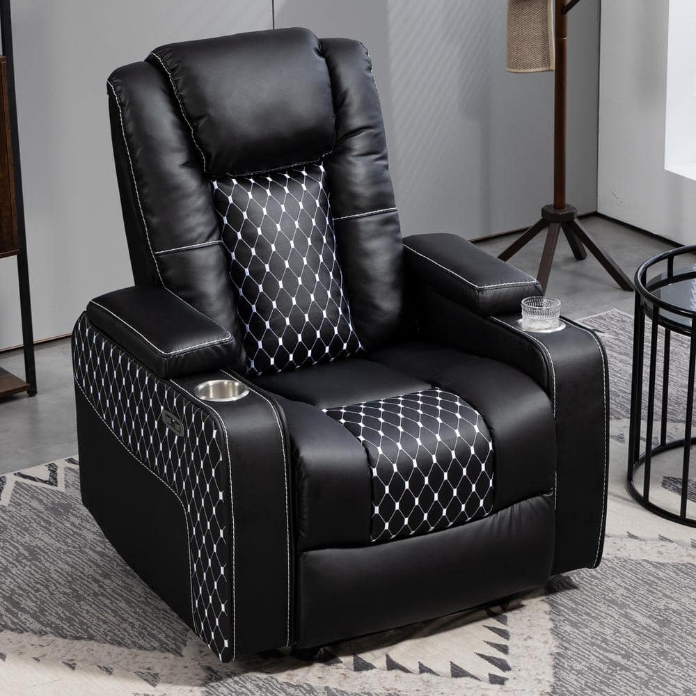 Black Power Zero Gravity Recliner Theater Seating with USB port, Cup Holder
