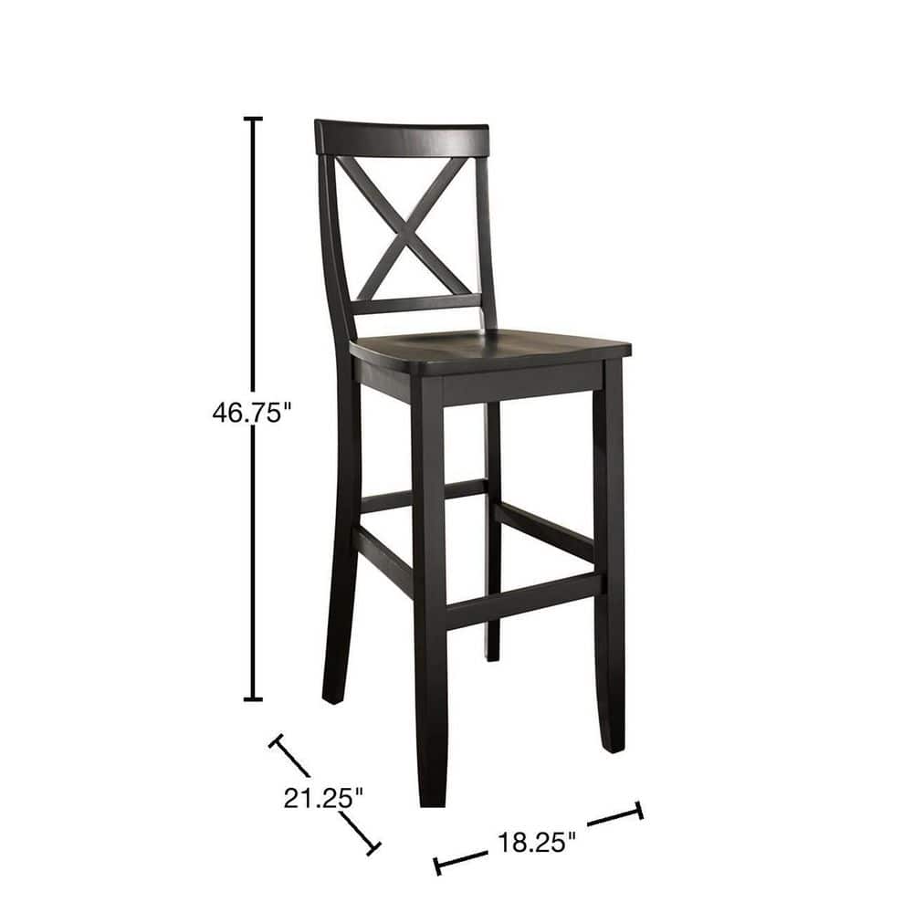 Modern Classic X-Back Solid Hardwood 30" Barstool in Black - Set of 2
