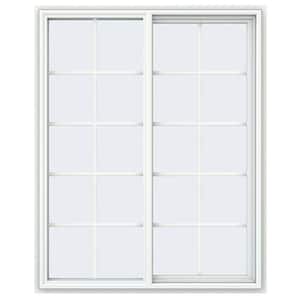 47.5 in. x 59.5 in. V-4500 Series White Vinyl Right-Handed Sliding Window with Colonial Grids/Grilles