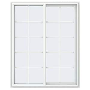 47.5 in. x 59.5 in. V-4500 Series White Vinyl Right-Handed Sliding Window with Colonial Grids/Grilles