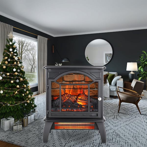 Mondawe 18 in. 400 sq. ft. 3D Flame Electric Stove in Black with