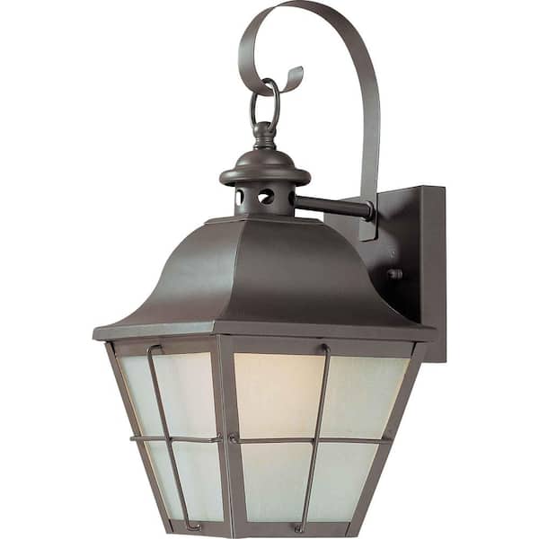 Volume Lighting Antique Bronze Hardwired Outdoor Coach Light Sconce with Frosted Seedy Glass Shade