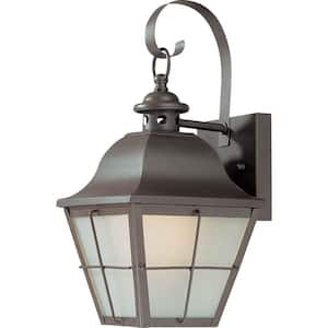 Antique Bronze Hardwired Outdoor Coach Light Sconce with Frosted Seedy Glass Shade