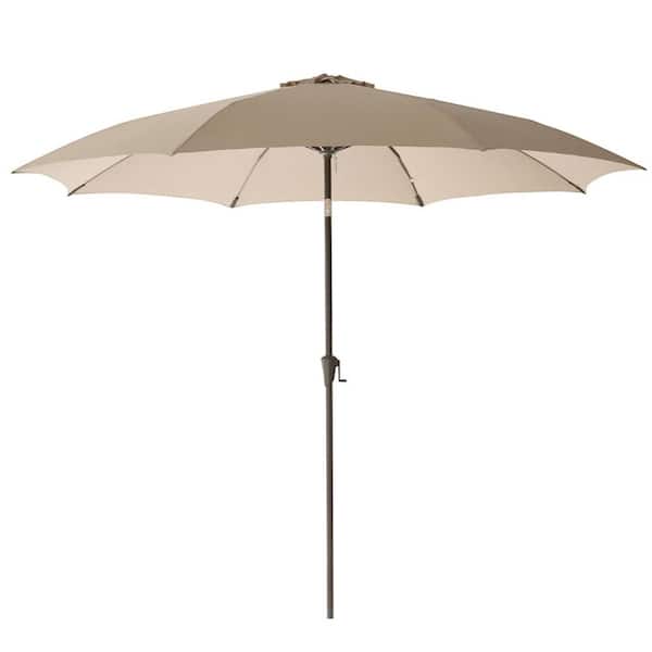 C-Hopetree 11 ft. Aluminum Market Tilt Patio Umbrella with Fiberglass Rib Tips in Beige Solution Dyed Polyester