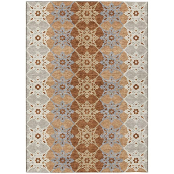 Chantille Machine Washable Indoor/Outdoor Abstract ACN2759 Copper 5 ft. x 7 ft. 6 in. Area Rug