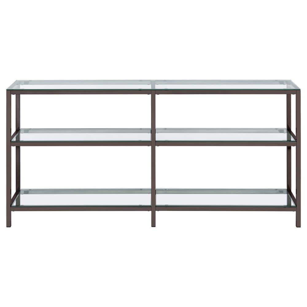 Black Nickel 3-Shelf Glass Console Bookcase
