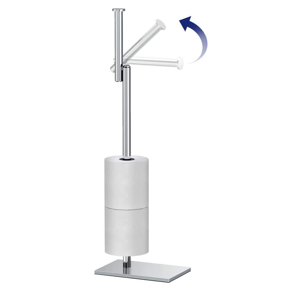 Chrome Freestanding Toilet Paper Holder with Storage