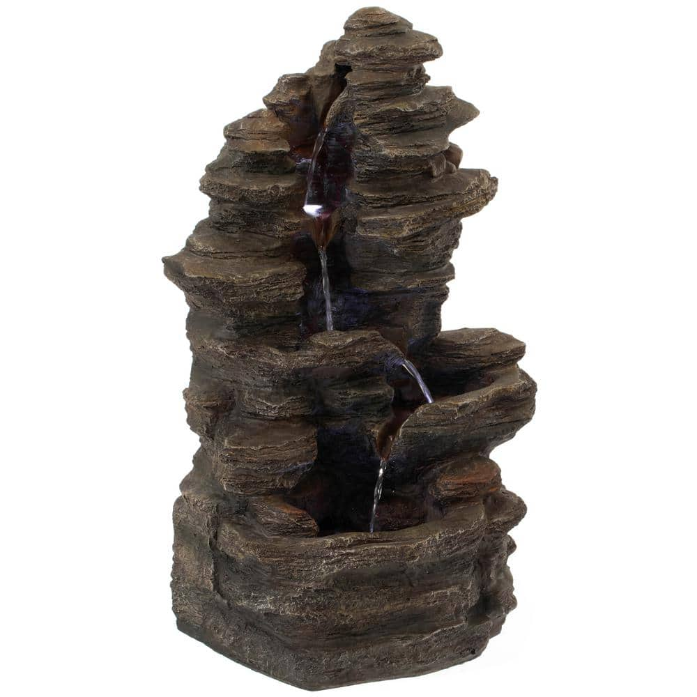 Gardenised Cascading Electric Powered 4-tier Rock Water Fountain 24 In 