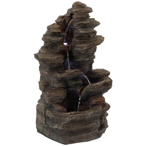 Cascading Electric Powered 4-Tier Rock Water Fountain 24 in. for Indoor