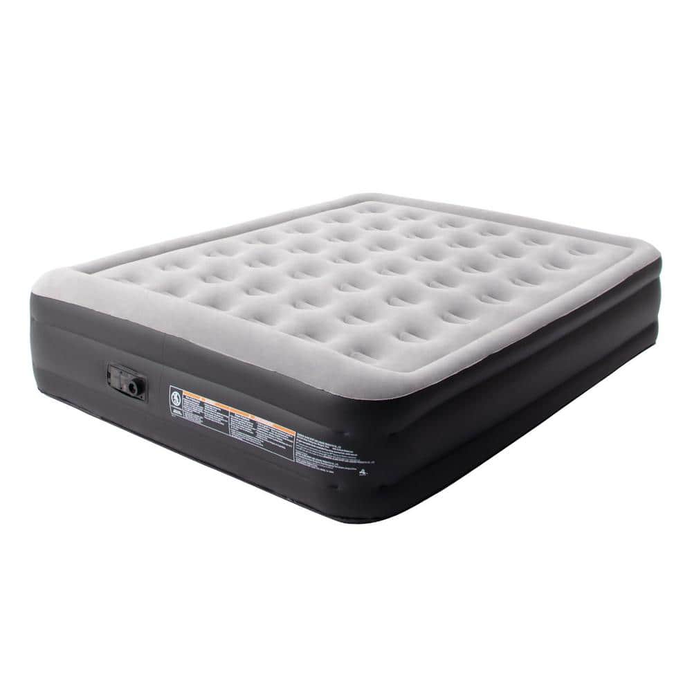 18.5 in. Gray Queen Air Mattress with Built-in Pump and Carry Bag, Blow Up 