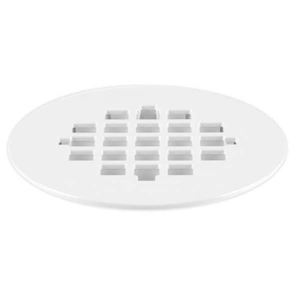 White Plastic Floor Drain Cover - 6-1/8 with Tabs