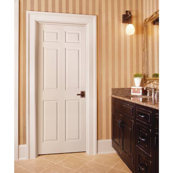 30 in. x 80 in. 6 Panel Colonist Primed Textured Molded Composite MDF Interior Door Slab