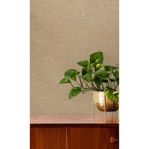 Ochre Plain Textured Metallic-Shelf Liner Non-Woven Non-Pasted Wallpaper (57 sq. ft.) Double Roll