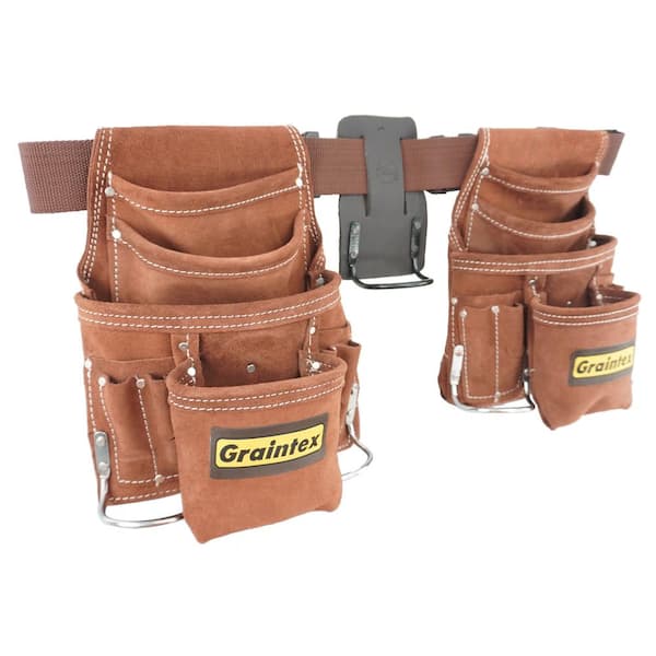 4 pc Pro Carpenter Combo Tool Belt Pocket Nail Tape Hammer Holder Pouch Pouches 