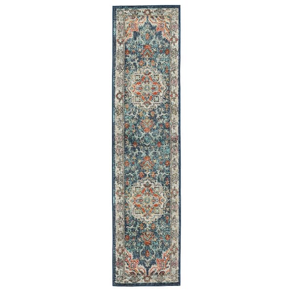 Dellen Blue 1 ft. 11 in. x 10 ft. Area Rug