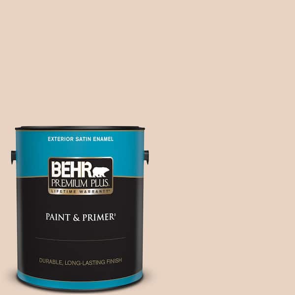 BEHR PREMIUM PLUS 1 gal. #S200-1 Conch Shell Satin Enamel Exterior Paint & Primer